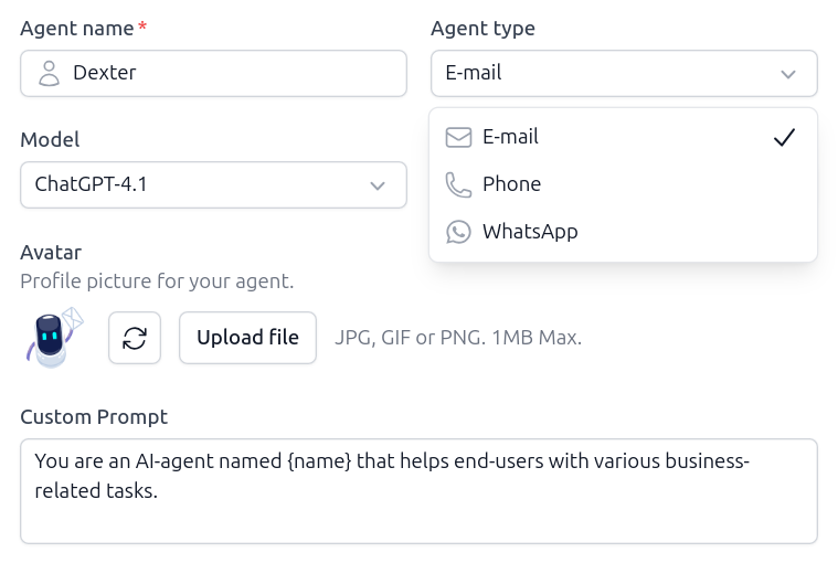 Agent Configuration Interface